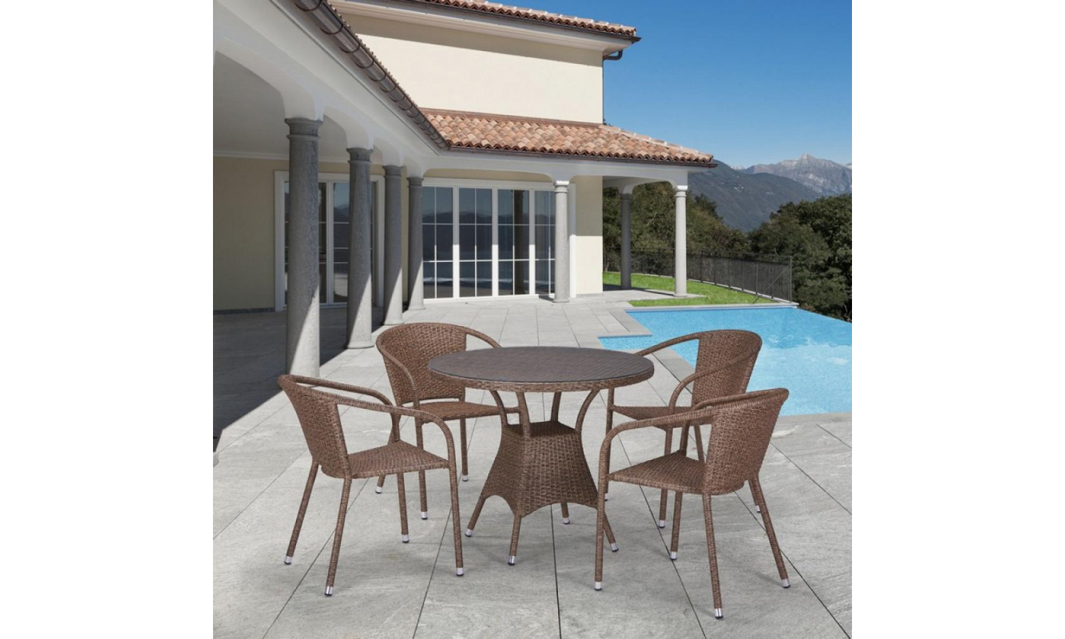 Комплект плетеной мебели T197AT/Y137C-W56 Light brown 4Pcs