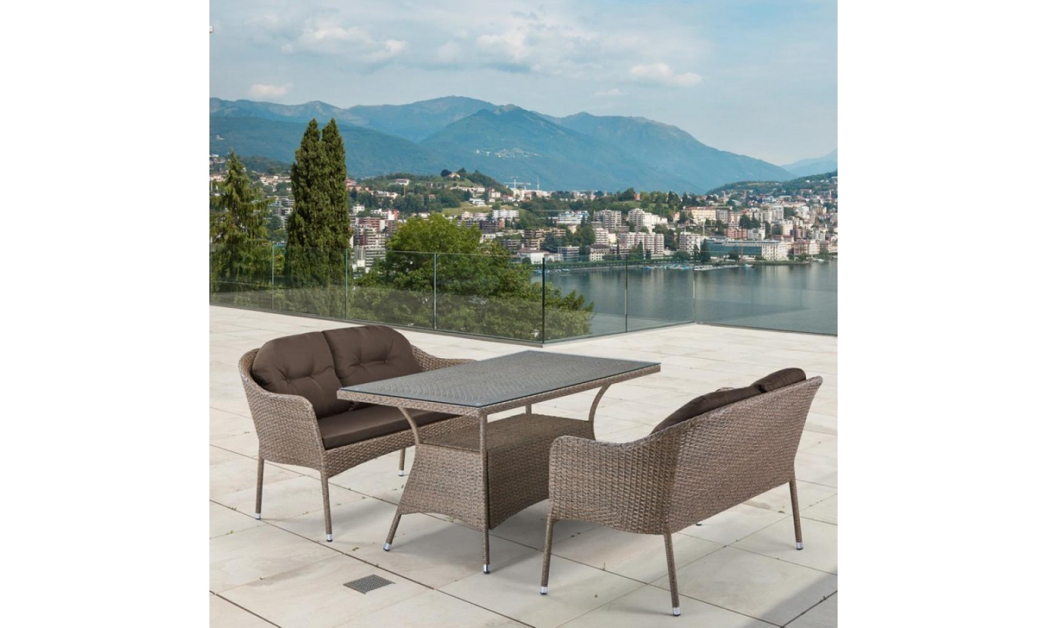 Комплект плетеной мебели T198B/S54B-W56 Light brown