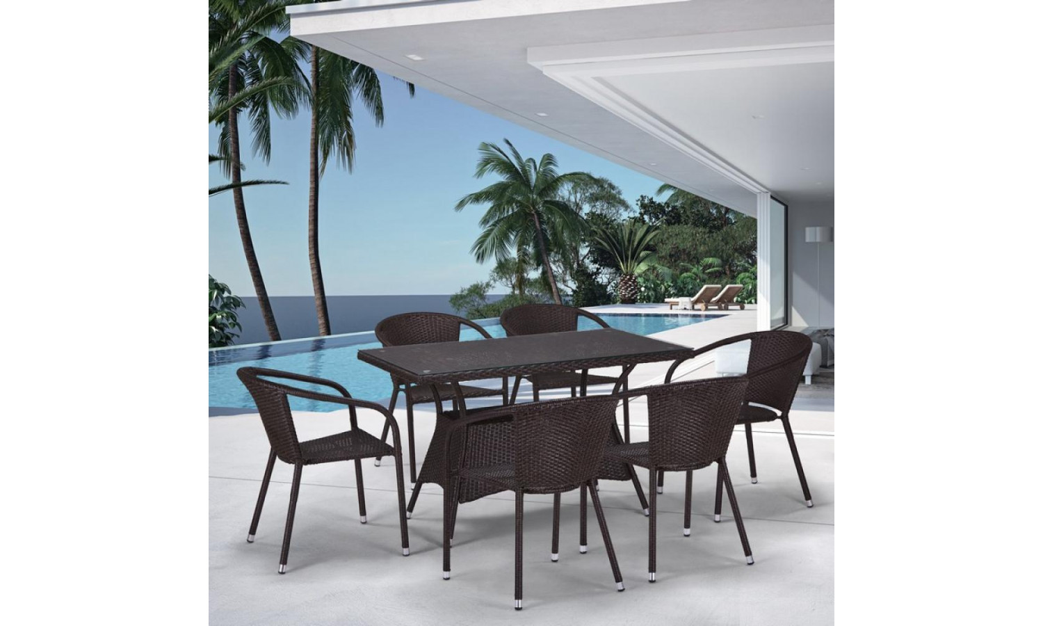 Комплект плетеной мебели T198D/Y137C-W53 Brown 6Pcs