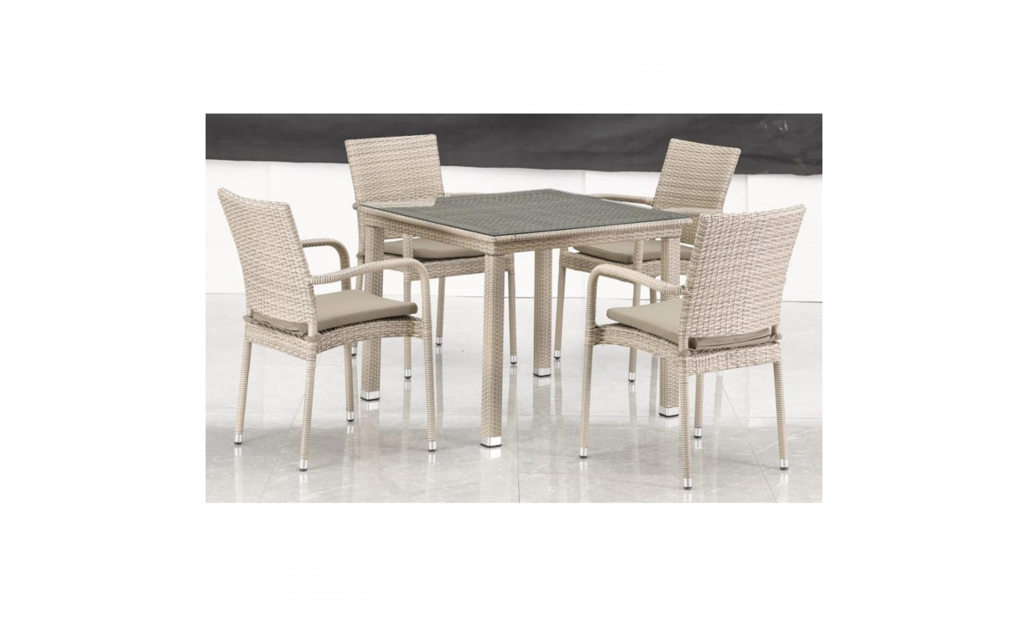 Комплект плетеной мебели T257C/Y376C-W85 Latte (4+1) + подушки на стульях