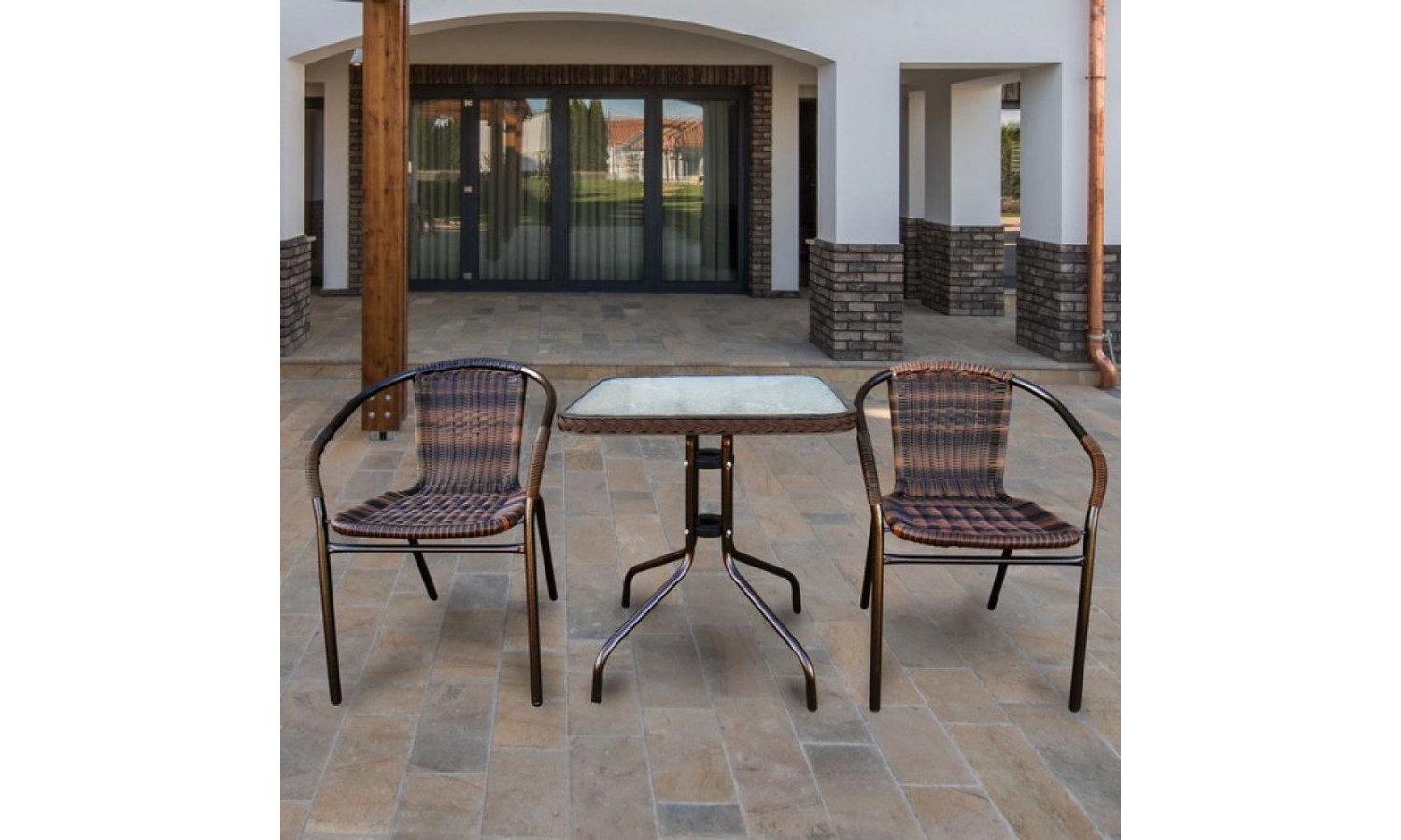 Комплект мебели Асоль-2B TLH-037BR2/060SR-60х60 Brown (2+1)