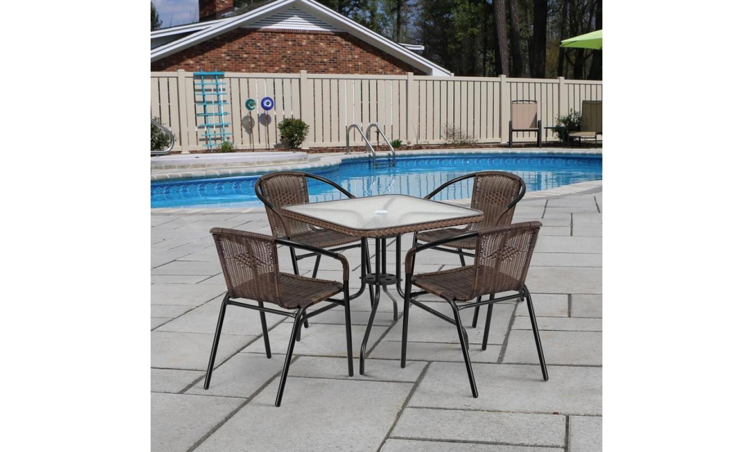 Комплект мебели Николь-2B TLH-037BR2/080SR-80х80 Brown (4+1)