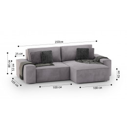 Диван Босс модульный двухместный с оттоманкой VELUTTO 008