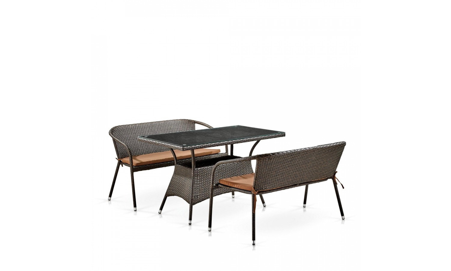 Обеденный комплект плетеной мебели с диванами T198D/S139B-W53 Brown