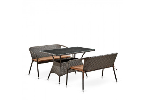 Обеденный комплект плетеной мебели с диванами T198D/S139B-W53 Brown