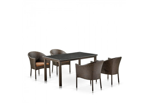 Комплект плетеной мебели T256A/Y350A-W53 Brown  4Pcs