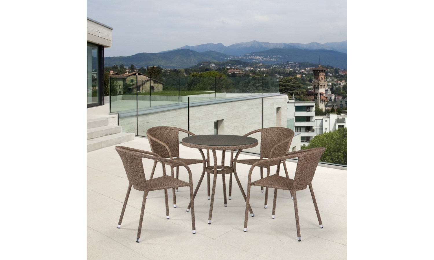 Комплект плетеной мебели T282ANT/Y137C-W56 Light Brown 4Pcs