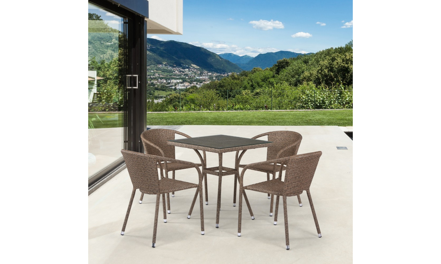 Комплект плетеной мебели T282BNT/Y137C-W56 Light Brown 4Pcs