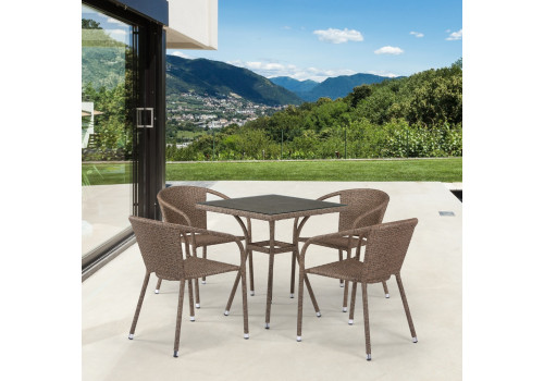 Комплект плетеной мебели T282BNT/Y137C-W56 Light Brown 4Pcs