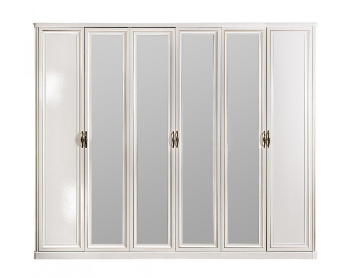 Шкаф Натали белый глянец 6-ти ств (2+2+2) с зеркалами