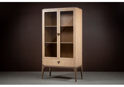 Витрина 2х дверная Барселона, Дуб медовый/Дуб серокоричневый