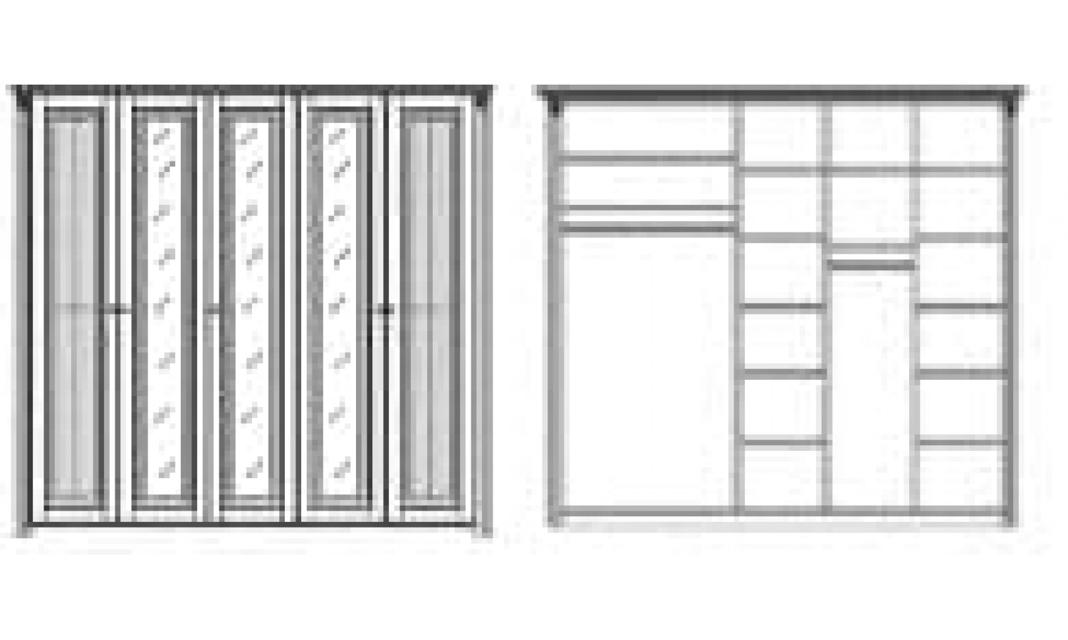 Шкаф 5 дверный с зеркалами Неаполь, Ваниль/Патина Золото без структуры дерева