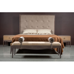 Кровать 160x200 с мягкой спинкой Монте-Карло, Дуб медовый/Дуб серокоричневый