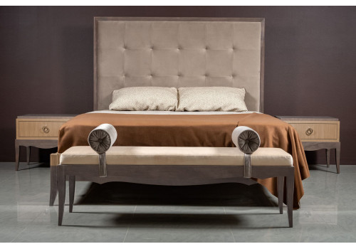 Кровать 160x200 с мягкой спинкой Монте-Карло, Дуб медовый/Дуб серокоричневый