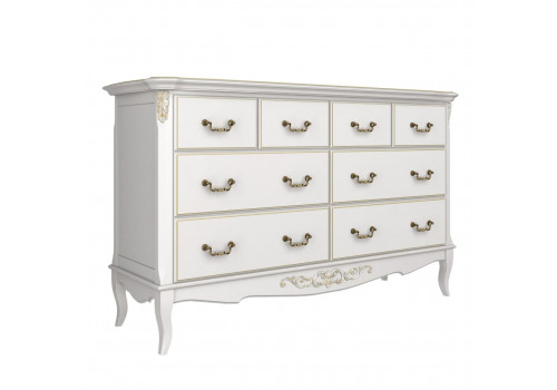 Комод 8 ящиков Тиволи, Молочный/Патина Золото