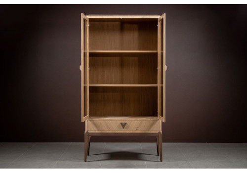 Витрина 2х дверная Барселона, Дуб медовый/Дуб серокоричневый