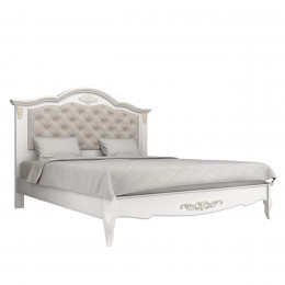 Кровать 180x200 с мягкой спинкой Тиволи, Молочный/Патина Золото