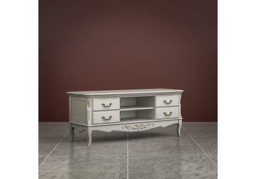 Тумба ТВ Тиволи, Молочный/Патина Золото