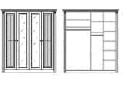Шкаф 4 дверный с зеркалами Палермо Янтарь