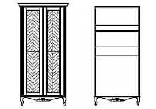Шкаф 2 дверный с 1 полкой Неаполь, Белый/Патина Серебро без структуры дерева