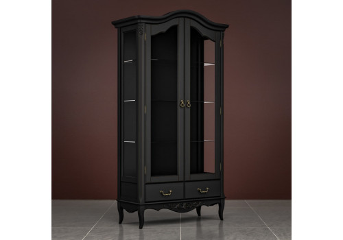 Сервант 2ств. с зеркальной задней стенкой Тиволи, Черный