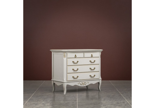 Комод 5 ящиков Тиволи, Молочный/Патина Золото