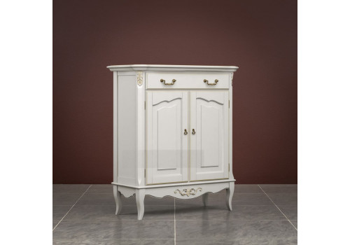 Комод 1 ящик +2 дверки Тиволи, Молочный/Патина Золото