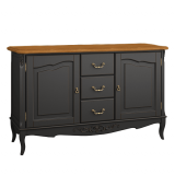 Комод 3 ящика+2 дверки Тиволи WOOD, Черный/Ясень