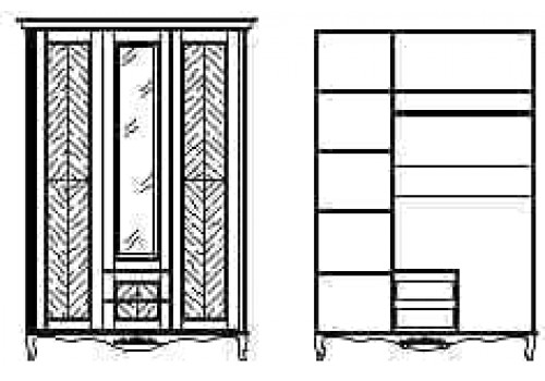 Шкаф 3 дверный Неаполь, Ваниль/Патина Золото без структуры дерева