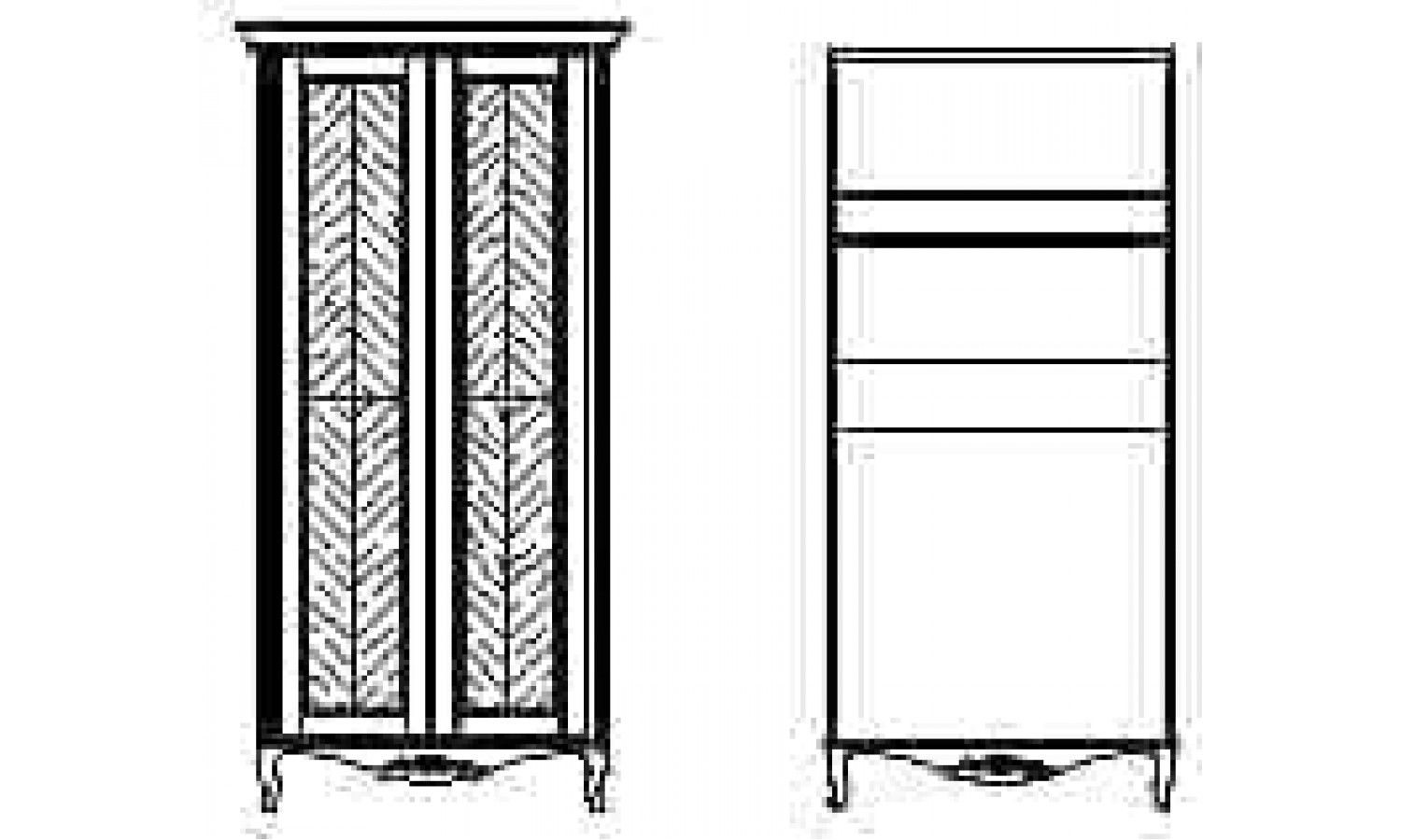 Шкаф 2 дверный с 1 полкой Неаполь, Ваниль/Патина Золото без структуры дерева