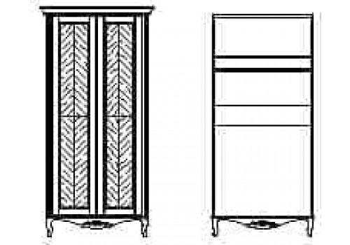 Шкаф 2 дверный с 1 полкой Неаполь, Ваниль/Патина Золото без структуры дерева