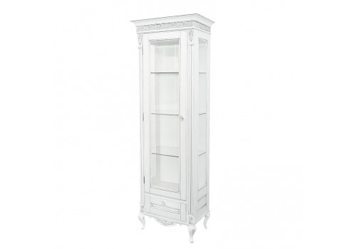 Витрина левая Неаполь, Белый/Патина Серебро без структуры дерева