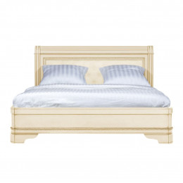 Кровать 180x200 с мягкой спинкой Палермо Ваниль/Патина Золото со структрой дерева