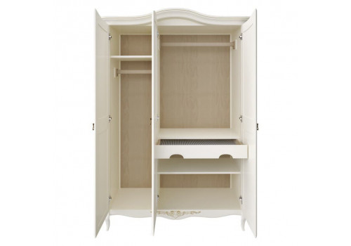 Шкаф 3х створчатый с зеркалом Тиволи, Молочный