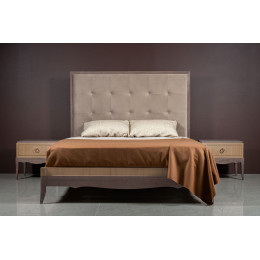 Кровать 160x200 с мягкой спинкой Монте-Карло, Дуб медовый/Дуб серокоричневый