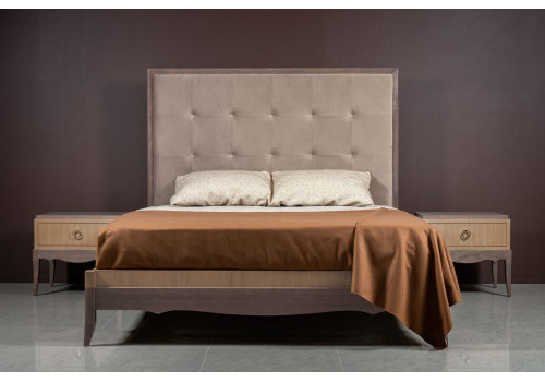 Кровать 160x200 с мягкой спинкой Монте-Карло, Дуб медовый/Дуб серокоричневый