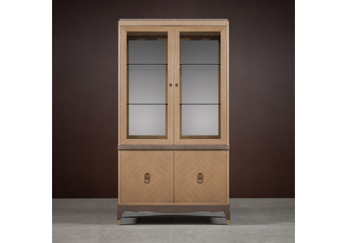 Витрина 2х дверная Монте-Карло, Дуб медовый/Дуб серокоричневый