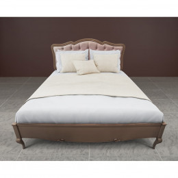 Кровать 160x200 Портофино с мягким изголовьем, Кварц/Патина коричневая