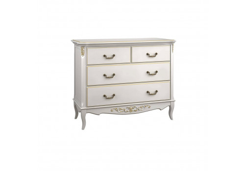 Комод 4 ящика Тиволи, Молочный/Патина Золото