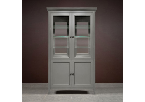 Витрина 2 дверная Бруклин с зеркалом, Серый