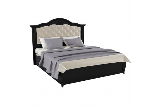 Кровать 90x200 с мягкой спинкой и подъемным механизмом Тиволи, Черный