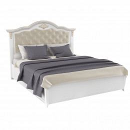 Кровать 90x200 с мягкой спинкой и подъемным механизмом Тиволи, Молочный/Патина Золото