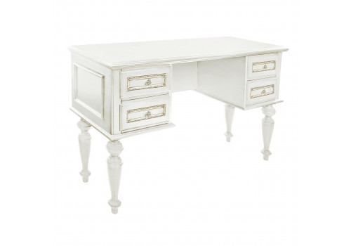 Стол туалетный Палермо Молочный/Патина Золото со структурой дерева