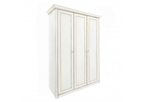 Шкаф 3 дверный Палермо Молочный/Патина Золото со структрой дерева