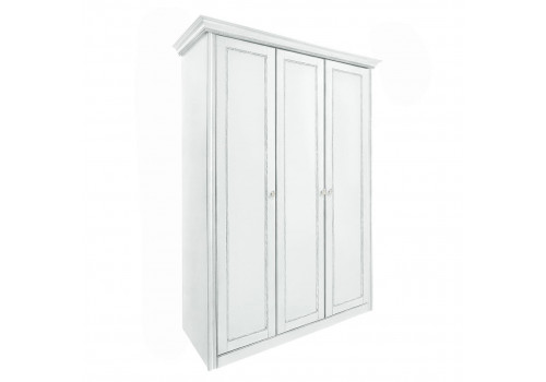 Шкаф 3 дверный Палермо Белый/Патина Серебро со структурой дерева