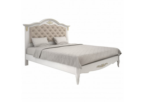 Кровать 90x200 с мягкой спинкой Тиволи, Молочный/Патина Золото