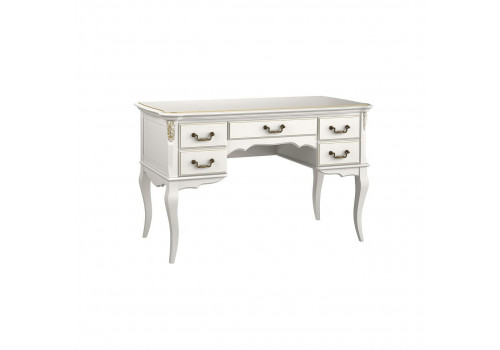 Стол письменный задняя стенка декор Тиволи, Молочный/Патина Золото