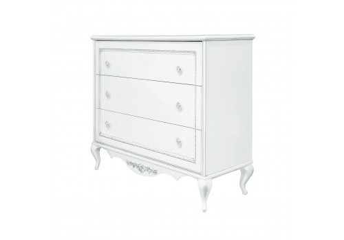 Комод малый Неаполь, Белый/Патина Серебро без структуры дерева