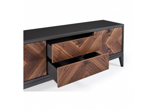 Тумба ТВ с 2мя дверками и ящиками Альба, Орех Американский/Мокко