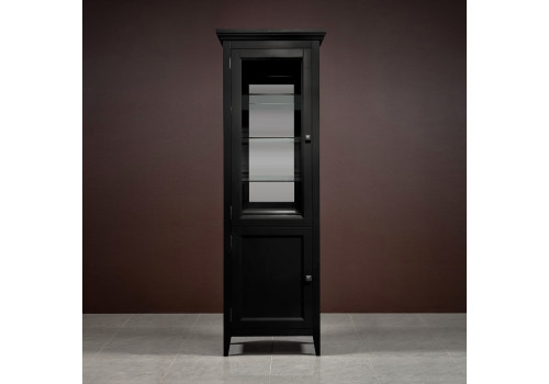 Витрина 1 дверная левая Бруклин с зеркалом, Черный